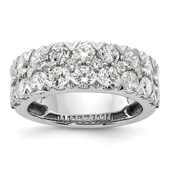 14K White Gold 3 Carat Lab Grown Diamond Double Row Band (VS/SI+, G+) - Picture 1 of 8
